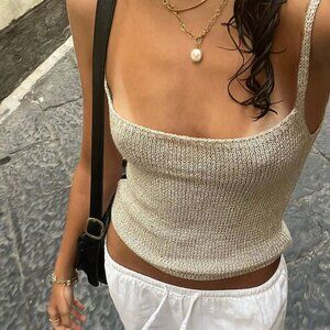 Gold Casual Sexy Women's Sequin Camisole Backless